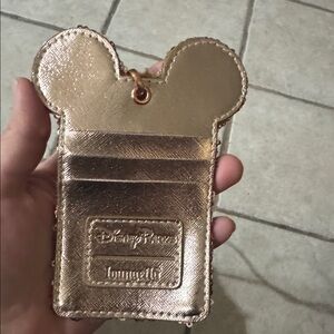 Disney Parks Loungfly Rose Gold Swquined Minnie Mouse ID Holder